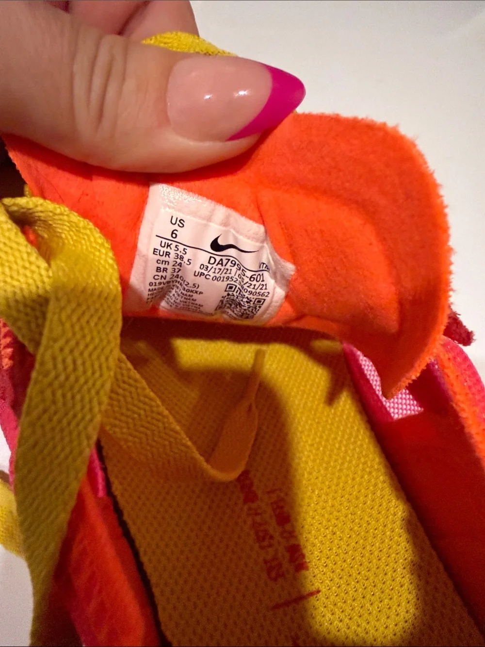 Nike Kids Bright Red & Orange Sneakers with Yellow Laces